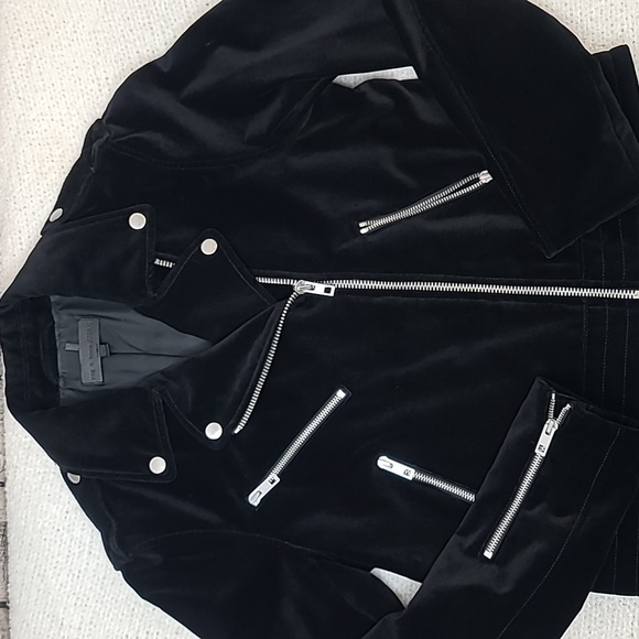 Rag & Bone Velvet Classic Moto-Inspired Biker Jacket in Black - Picture 8 of 17